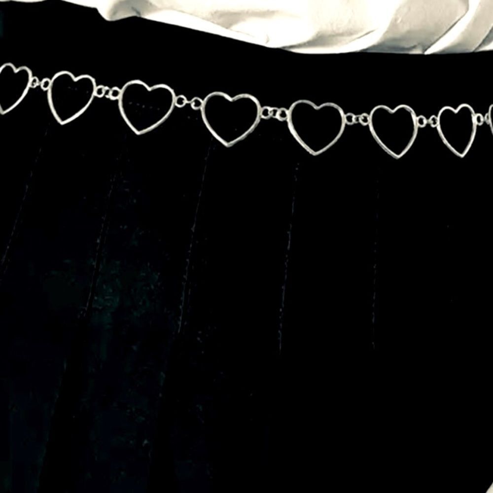 Silver Open Heart Link Adjustable Body Chain Belt NEW